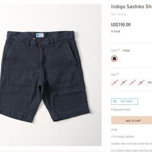 Japan Blue Jeans Indigo Sashiko Shorts